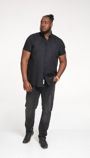 D555 James Short Sleeve Oxford Shirt Black - Skjorter - Skjorter til store mænd 2XL- 8XL
