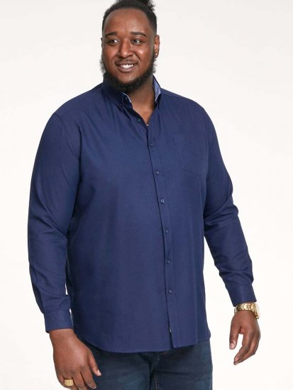 D555 Richard Long Sleeve Oxford Shirt Navy - Skjorter - Skjorter til store mænd 2XL- 8XL