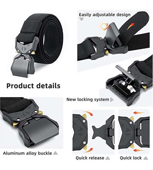 D555 Dale Tactical Stretch Webbing Belt with Heavy Duty Quick Release Buckle Black - Bælter - Store Bælter - W40-W70/2XL-8XL