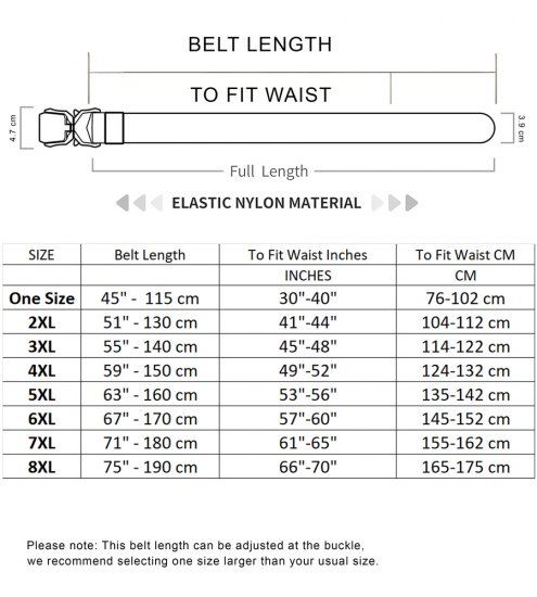 D555 Dale Tactical Stretch Webbing Belt with Heavy Duty Quick Release Buckle Black - Bælter - Store Bælter - W40-W70/2XL-8XL