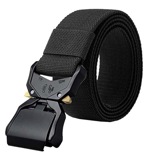 D555 Dale Tactical Stretch Webbing Belt with Heavy Duty Quick Release Buckle Black - Bælter - Store Bælter - W40-W70/2XL-8XL