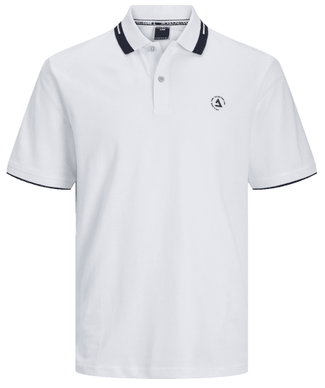 Jack & Jones JCOHASS LOGO Polo White - Polotrøjer - Polotrøjer 2XL-8XL