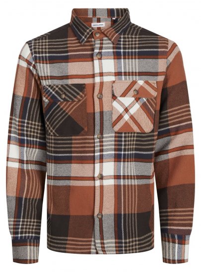 Jack & Jones Darren Flannel Overshirt brun - Skjorter - Skjorter til store mænd 2XL- 8XL