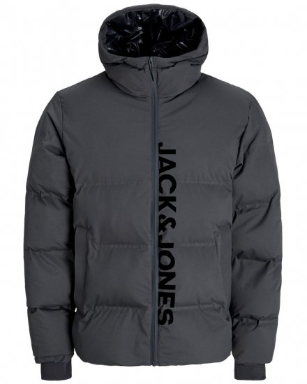 Jack & Jones Kaito Puffer Jacket Asphalt With Print - Jakker - Jakker i store størrelser, 2XL- 12XL
