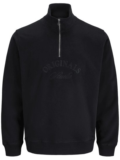 Jack & Jones Bleecker Branding High Neck Sweatshirt Black - Trøjer og hættetrøjer - Trøjer og Hættetrøjer i store størrelser - 2XL-14XL