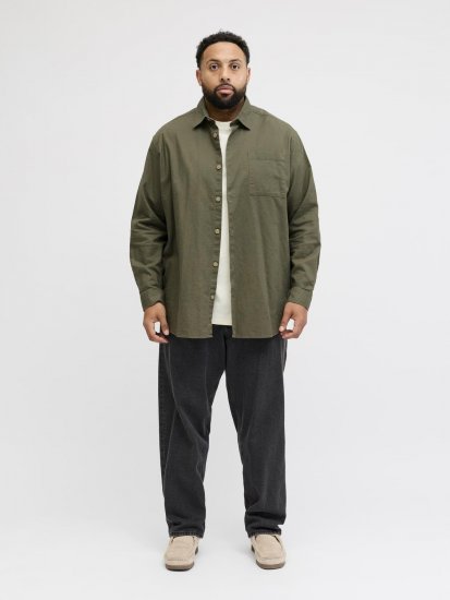 Jack & Jones Tristan Overshirt khaki - Skjorter - Skjorter til store mænd 2XL- 8XL