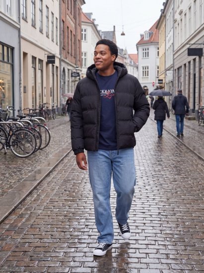 Jack & Jones Sage Pufferjakke Sort - Jakker - Jakker i store størrelser, 2XL- 12XL