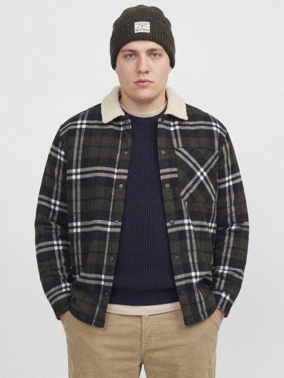 Jack & Jones Zac Teddy Skjortejakke Grøn - Jakker - Jakker i store størrelser, 2XL- 12XL