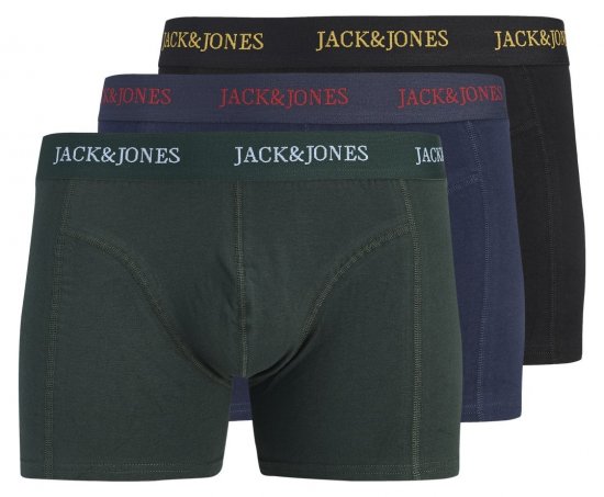 Jack & Jones Blaze Solid Boxershorts 3-pak Sort/Mørkeblå/Grøn - Boxershorts - Boxershorts til Store Mænd