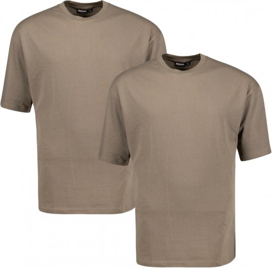 Adamo Marlon Comfort fit 2-pack T-shirt Khaki - T-shirts - T-shirts i store størrelser - 2XL-14XL