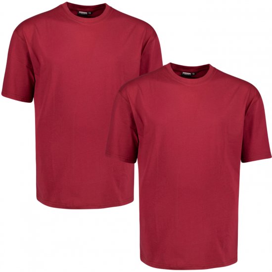 Adamo Marlon Comfort fit 2-pack T-shirt Burgundy - T-shirts - T-shirts i store størrelser - 2XL-14XL