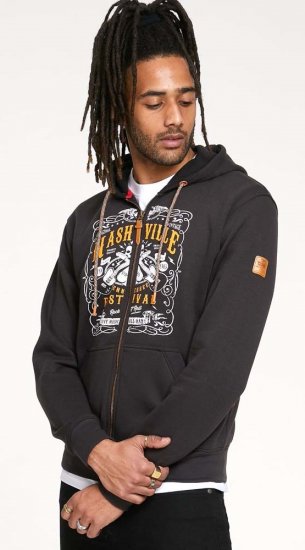 D555 KNEBWORTH Full Zip Hoody With Chest Print Black - Trøjer og hættetrøjer - Trøjer og Hættetrøjer i store størrelser - 2XL-14XL