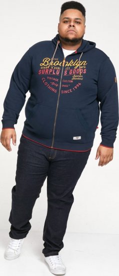 D555 WORCESTER Full Zip Hoody With Brooklyn Chest Print - Trøjer og hættetrøjer - Trøjer og Hættetrøjer i store størrelser - 2XL-14XL