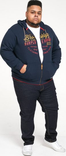 D555 WORCESTER Full Zip Hoody With Brooklyn Chest Print - Trøjer og hættetrøjer - Trøjer og Hættetrøjer i store størrelser - 2XL-14XL