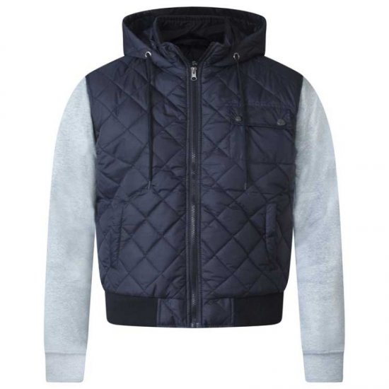 D555 Willie Hooded Quilted Jacket with Fleece sleeves - Jakker - Jakker i store størrelser, 2XL- 12XL
