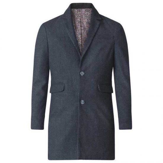D555 Terry Checked Overcoat Charcoal - Jakker - Jakker i store størrelser, 2XL- 12XL