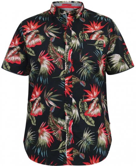 D555 LENNOX Hawaiian AO Print Shirt Black - Skjorter - Skjorter til store mænd 2XL- 8XL