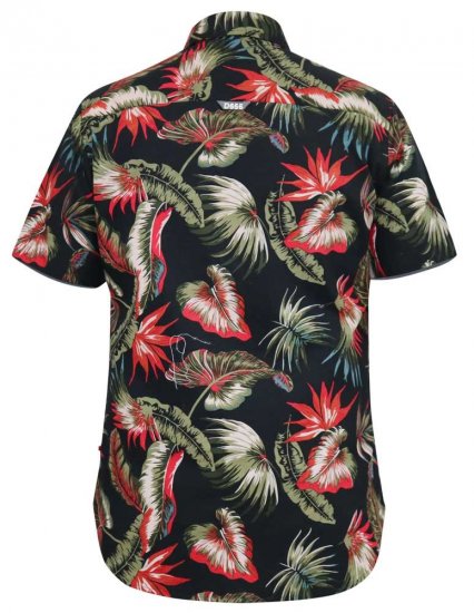 D555 LENNOX Hawaiian AO Print Shirt Black - Skjorter - Skjorter til store mænd 2XL- 8XL