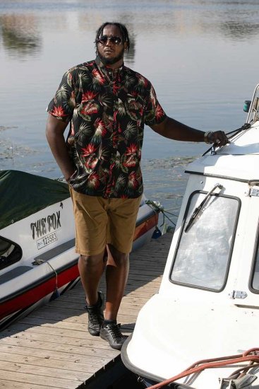 D555 LENNOX Hawaiian AO Print Shirt Black - Skjorter - Skjorter til store mænd 2XL- 8XL