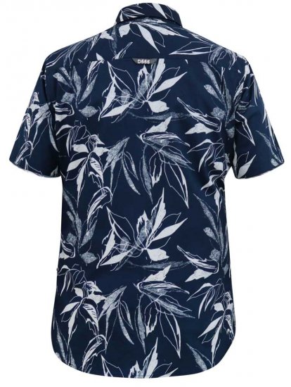 D555 FINLEY Hawaiian AO Print Shirt Navy - Skjorter - Skjorter til store mænd 2XL- 8XL