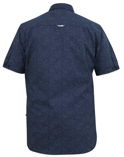 D555 BRODY S/S Micro AO Print Shirt Navy - Skjorter - Skjorter til store mænd 2XL- 8XL