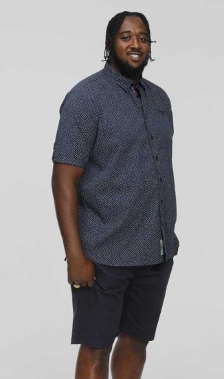 D555 BRODY S/S Micro AO Print Shirt Navy - Skjorter - Skjorter til store mænd 2XL- 8XL