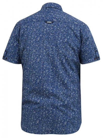 D555 KYLE S/S Micro AO Print Shirt Blue - Skjorter - Skjorter til store mænd 2XL- 8XL