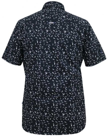 D555 BEAU S/S AO Leaf Print Shirt Navy - Skjorter - Skjorter til store mænd 2XL- 8XL
