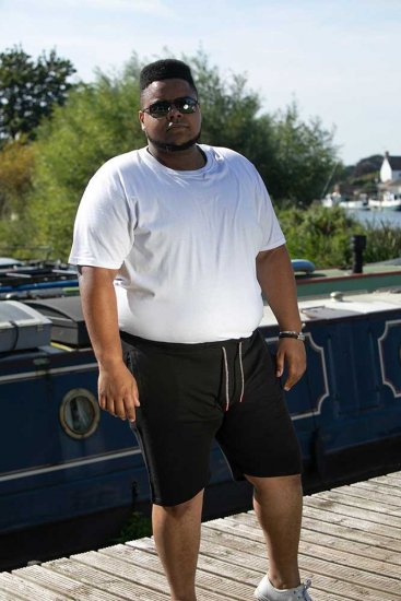 D555 STEFAN1 Elasticated Waist Loop Back Shorts Black - Joggingbukser og shorts - Sweatpants og Sweatshorts 2XL-12XL