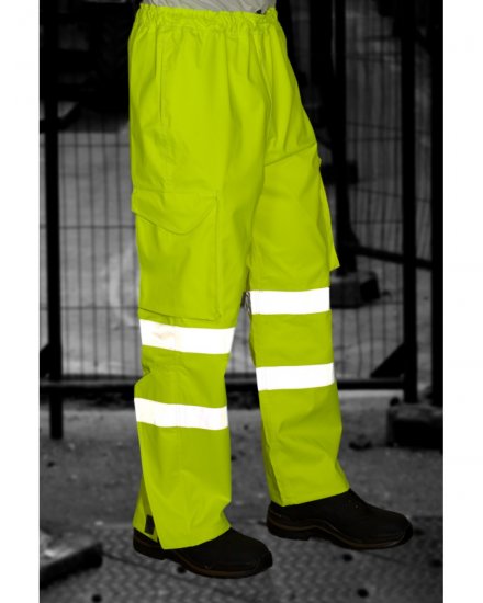 Leo Instow Breathable Executive Cargo Rain pants Hi-Vis Yellow - Arbejdstøj - Arbejdstøj i store størrelser