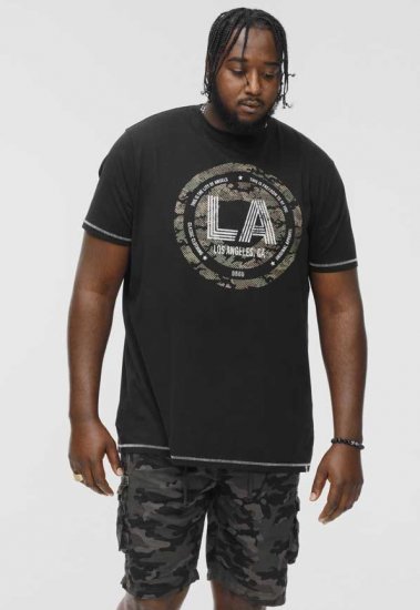 D555 BENNY LA Camo Printed Crew Neck T-Shirt Black - T-shirts - T-shirts i store størrelser - 2XL-14XL