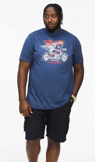 D555 BRADFORD Skeleton Biker Printed T-Shirt Navy - T-shirts - T-shirts i store størrelser - 2XL-14XL