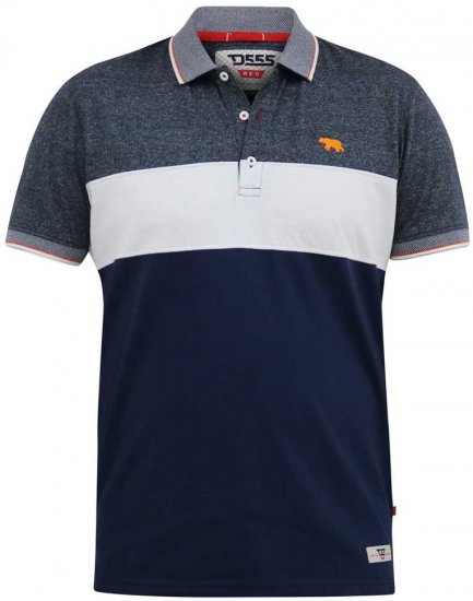 D555 EMERSON Cut And Sew Polo With Jacquard Collar Navy - Polotrøjer - Polotrøjer 2XL-8XL