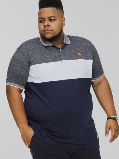 D555 EMERSON Cut And Sew Polo With Jacquard Collar Navy - Polotrøjer - Polotrøjer 2XL-8XL