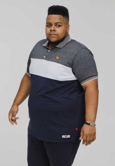 D555 EMERSON Cut And Sew Polo With Jacquard Collar Navy - Polotrøjer - Polotrøjer 2XL-8XL