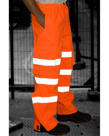 Leo Instow Breathable Executive Cargo Rain pants Hi-Vis Orange - Arbejdstøj - Arbejdstøj i store størrelser