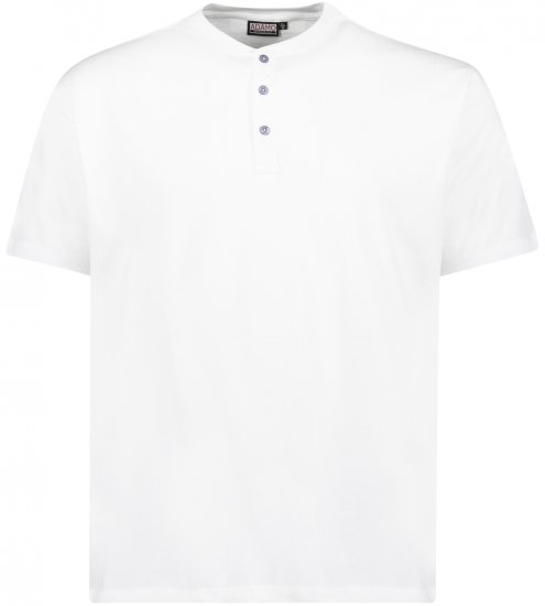 Adamo Silas Regular fit Serafino T-shirt White - T-shirts - T-shirts i store størrelser - 2XL-14XL