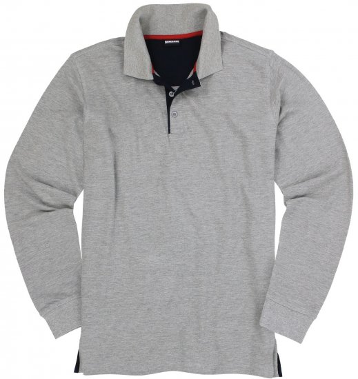 Adamo Peter Comfort fit Long sleeve Polo Grey - Polotrøjer - Polotrøjer 2XL-8XL