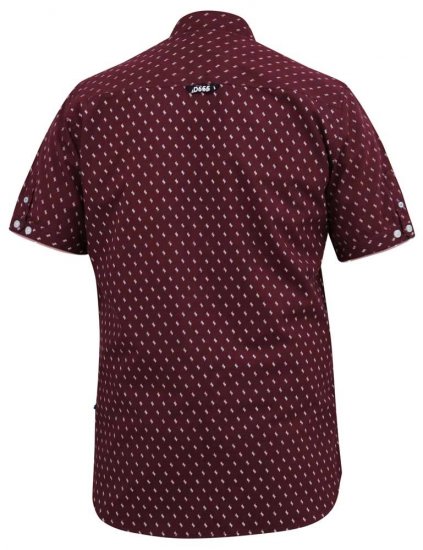 D555 DUNSTABLE S/S Micro AO Print Shirt Burgundy - Skjorter - Skjorter til store mænd 2XL- 8XL