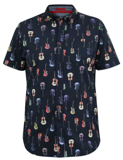 D555 BARRATT Guitar AO Printed Button Down Collar S/S Shirt - Skjorter - Skjorter til store mænd 2XL- 8XL