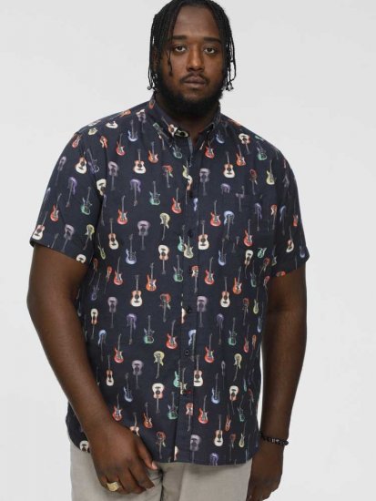 D555 BARRATT Guitar AO Printed Button Down Collar S/S Shirt - Skjorter - Skjorter til store mænd 2XL- 8XL