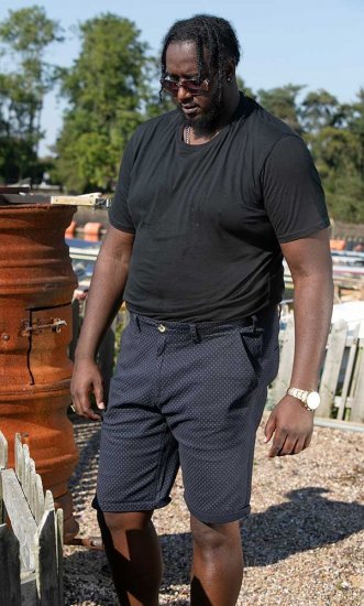 D555 DUDLEY AO Printed Stretch Chino Shorts Navy - Shorts - Shorts i store størrelser - W40-W60