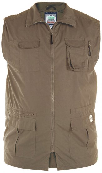 D555 Enzo Multi Pocket Waistcoat Brown - Sportstøj & Outdoor - Sportstøj i store størrelser til mænd