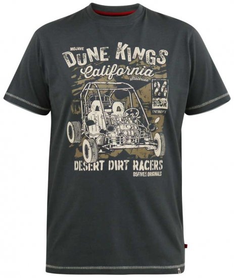 D555 BENNETT Dune Kings Buggy Printed Crew Neck T-Shirt Khaki - T-shirts - T-shirts i store størrelser - 2XL-14XL
