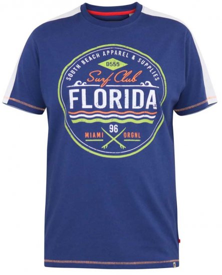 D555 CADMAN Florida Surf Club Printed Crew Neck T-Shirt - T-shirts - T-shirts i store størrelser - 2XL-14XL