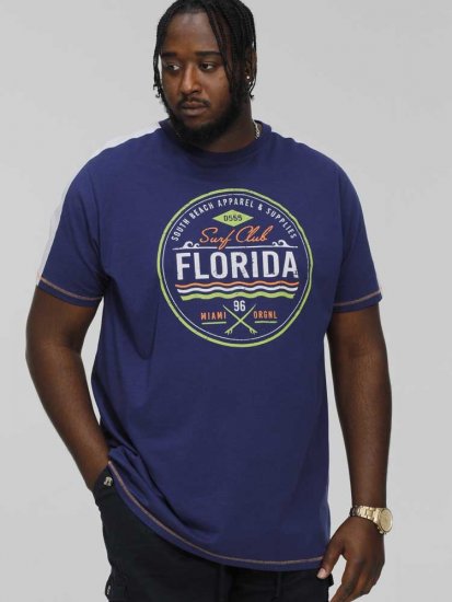 D555 CADMAN Florida Surf Club Printed Crew Neck T-Shirt - T-shirts - T-shirts i store størrelser - 2XL-14XL