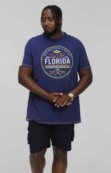D555 CADMAN Florida Surf Club Printed Crew Neck T-Shirt - T-shirts - T-shirts i store størrelser - 2XL-14XL