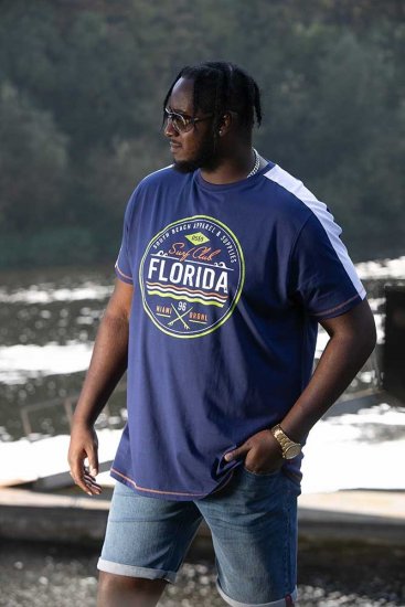 D555 CADMAN Florida Surf Club Printed Crew Neck T-Shirt - T-shirts - T-shirts i store størrelser - 2XL-14XL