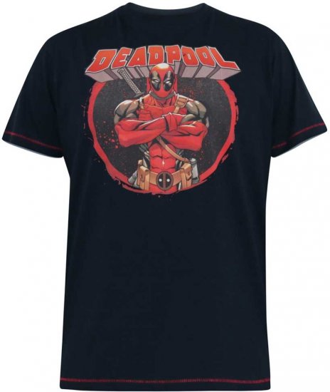 D555 WADE Official Deadpool Printed T-Shirt Dark Navy - T-shirts - T-shirts i store størrelser - 2XL-14XL