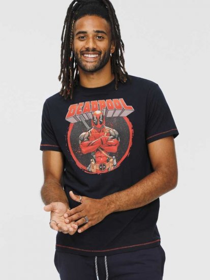 D555 WADE Official Deadpool Printed T-Shirt Dark Navy - T-shirts - T-shirts i store størrelser - 2XL-14XL